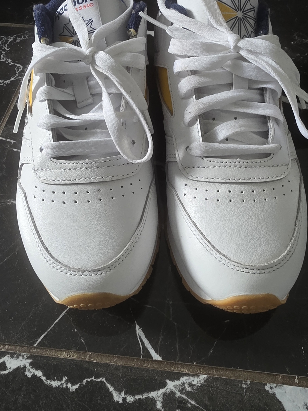 Reebok White Sneakers with Yellow Accents